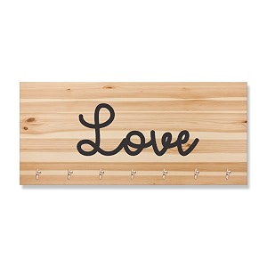 jaipurcrafts premium love printed wooden key holder 29 cm x 145 cm x 04 cm - 7 hooks