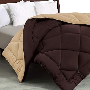 jaipurfabric microfiber 300 gsm solid double bed reversible ac comforterblanket for winterquiltduvets 8434 x 9334 dark brown-off white