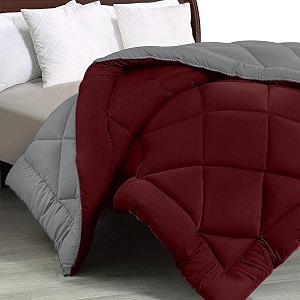 jaipurfabric microfiber 300 gsm solid double bed reversible ac comforterblanket for winterquiltduvets 8434 x 9334 maroon-grey