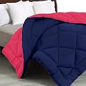 JaipurFabric® Microfiber 300 GSM Solid Double Bed Reversible AC Comforter/Blanket for Winter/Quilt/Duvets (84" X 93"), Navy Blue-Red