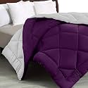 JaipurFabric® Microfiber 300 GSM Solid Double Bed Reversible AC Comforter/Blanket for Winter/Quilt/Duvets (84" X 93"), Purple-Light Grey