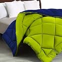 JaipurFabric® Microfiber 300 GSM Solid Double Bed Reversible AC Comforter/Blanket for Winter/Quilt/Duvets (84" X 93"), Navy Blue-Lemon Green