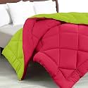 JaipurFabric® Microfiber 300 GSM Solid Double Bed Reversible AC Comforter/Blanket for Winter/Quilt/Duvets (84" X 93"), Red-Lemon Green