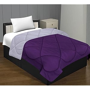 jaipurfabric microfiber 300 gsm solid single bed reversible ac comforterblanket for winterquiltduvets 6034 x 9034 purple-light grey