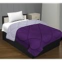 JaipurFabric® Microfiber 300 GSM Solid Single Bed Reversible AC Comforter/Blanket for Winter/Quilt/Duvets (60" X 90"), Purple-Light Grey