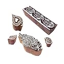 Jaipuri Shapes Leaf and Paisley Wood Blocks for Printing (Set of 5)