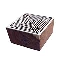 Jaipuri Square Geometric Shape Wood Print Textile Block - DIY Henna Fabric Textile Paper Clay Pottery Block Printing Stamp