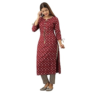 Jaipurite Womens Rayon Printed Straight Kurta in