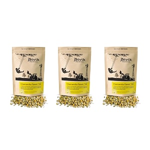 jaivik uttarakhand - whole camomile blossom tea 300 g supports weight management helps in sleep cycle relaxing soothing cleansing decaf pack of 3