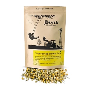 jaivik uttarakhand farm chamomile flower tea promotes good sleep whole flower natural 100 g pack of 1