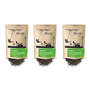 jaivik uttarakhand - whole leaf green tea 300 g natural leaves zero calories brew hot or iced pack of 3