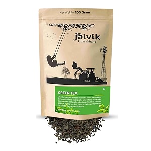 jaivik uttarakhand - dried green tea leaves 100 g energy booster high caffeine non-gmo gluten free helps in stress relieving