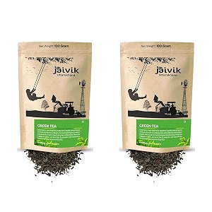 jaivik uttarakhand dry green tea 200 g loose leaf for healthy lifestyle sweet floral taste long leaf pack of 2