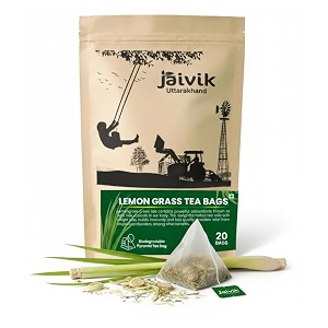 jaivik uttarakhand - lemongrass herbal tea bags 20 detoxify glowing skin hair amp bone health pack of 1