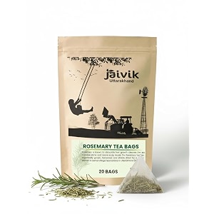 jaivik uttarakhand - dried rosemary tea bags 20 no preservatives or additives packed clean pack of 1