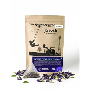 jaivik uttarakhand - butterfly pea flower tea bags 20 clitoria ternatea healthy beverages hair growth immune support