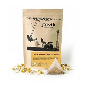 jaivik uttarakhand - chamomile tea bags 20 count sweet mellow amp soothing earthy flavour supports fat burning herbal infusion vegan caffeine free pack of 1