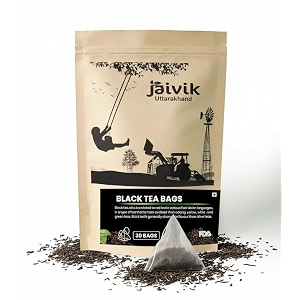 jaivik uttarakhand - whole leaf black tea bags 30 strong masala chai calming immune boosting pack of 1