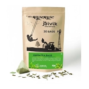 jaivik uttarakhand - green herbal tea bags 30 weight loss energy brew no sugar decaf nutrition pack for healthy lifestyle pack of 1