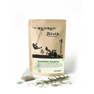 jaivik uttarakhand - dried rosemary tea bags 30 no preservatives or additives packed clean pack of 1 tin box