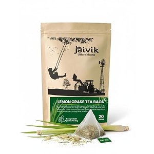 jaivik uttarakhand - lemongrass herbal tea bags 30 detoxify glowing skin hair amp bone health pack of 1