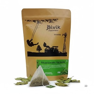 jaivik uttarakhand farm - dried tulsi leaves holy basil queen of herbs no preservatives ocimum tenuiflorum 30 tea bags