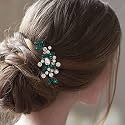 Jakawin Bride Wedding Hair Comb Crystal Hair Piece Rhinestone Bridal Hair Accessories for Women HC042 (S-Green)