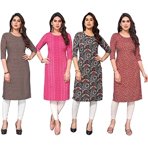 JAKHANA Womens Crepe Printed Casual Straight Calf