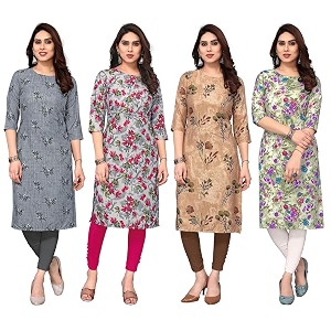 JAKHANA Womens Crepe Printed Casual Straight Calf