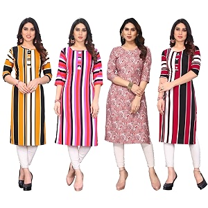 JAKHANA Womens Crepe Printed Casual Straight Calf
