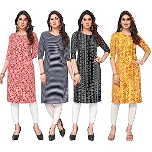 JAKHANA Womens Crepe Printed Casual Straight Calf