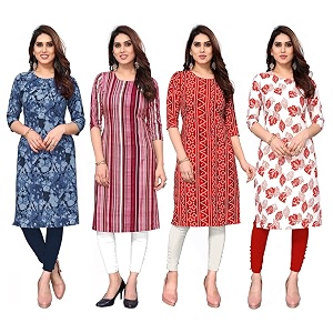 JAKHANA Womens Crepe Printed Casual Straight Calf