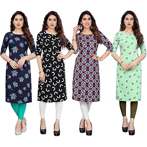 JAKHANA Womens Crepe Printed Casual Straight Calf