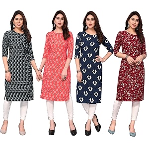 JAKHANA Womens Crepe Printed Casual Straight Calf