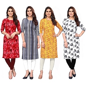 JAKHANA Womens Crepe Printed Casual Straight Calf