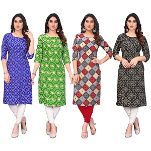 JAKHANA Womens Crepe Printed Casual Straight Calf
