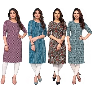 JAKHANA Womens Crepe Printed Casual Straight Calf