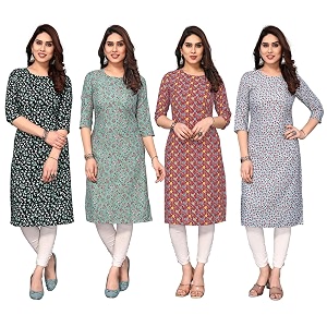 JAKHANA Womens Crepe Printed Casual Straight Calf