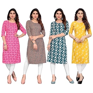 JAKHANA Womens Crepe Printed Casual Straight Calf