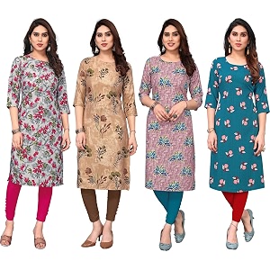 JAKHANA Womens Crepe Printed Casual Straight Calf