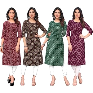 JAKHANA Womens Crepe Printed Casual Straight Calf