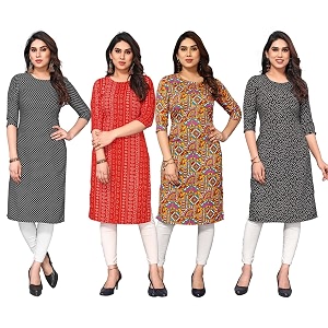 JAKHANA Womens Crepe Printed Casual Straight Calf