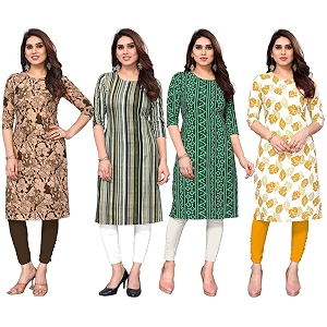 JAKHANA Womens Crepe Printed Casual Straight Calf
