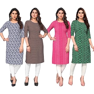 JAKHANA Womens Crepe Printed Casual Straight Calf
