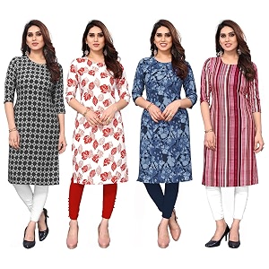JAKHANA Womens Crepe Printed Casual Straight Calf