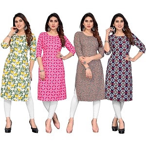 JAKHANA Womens Crepe Printed Casual Straight Calf