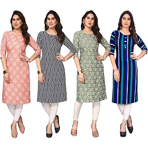 JAKHANA Womens Crepe Printed Casual Straight Calf