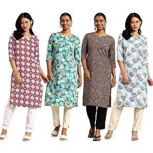 JAKHANA Womens Crepe Printed Casual Straight Calf
