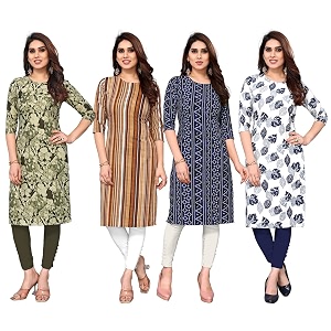 JAKHANA Womens Crepe Printed Casual Straight Calf