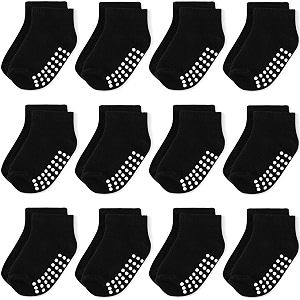 JAKIDAR 12-Pair Baby Socks Non-Slip Cotton Toddler